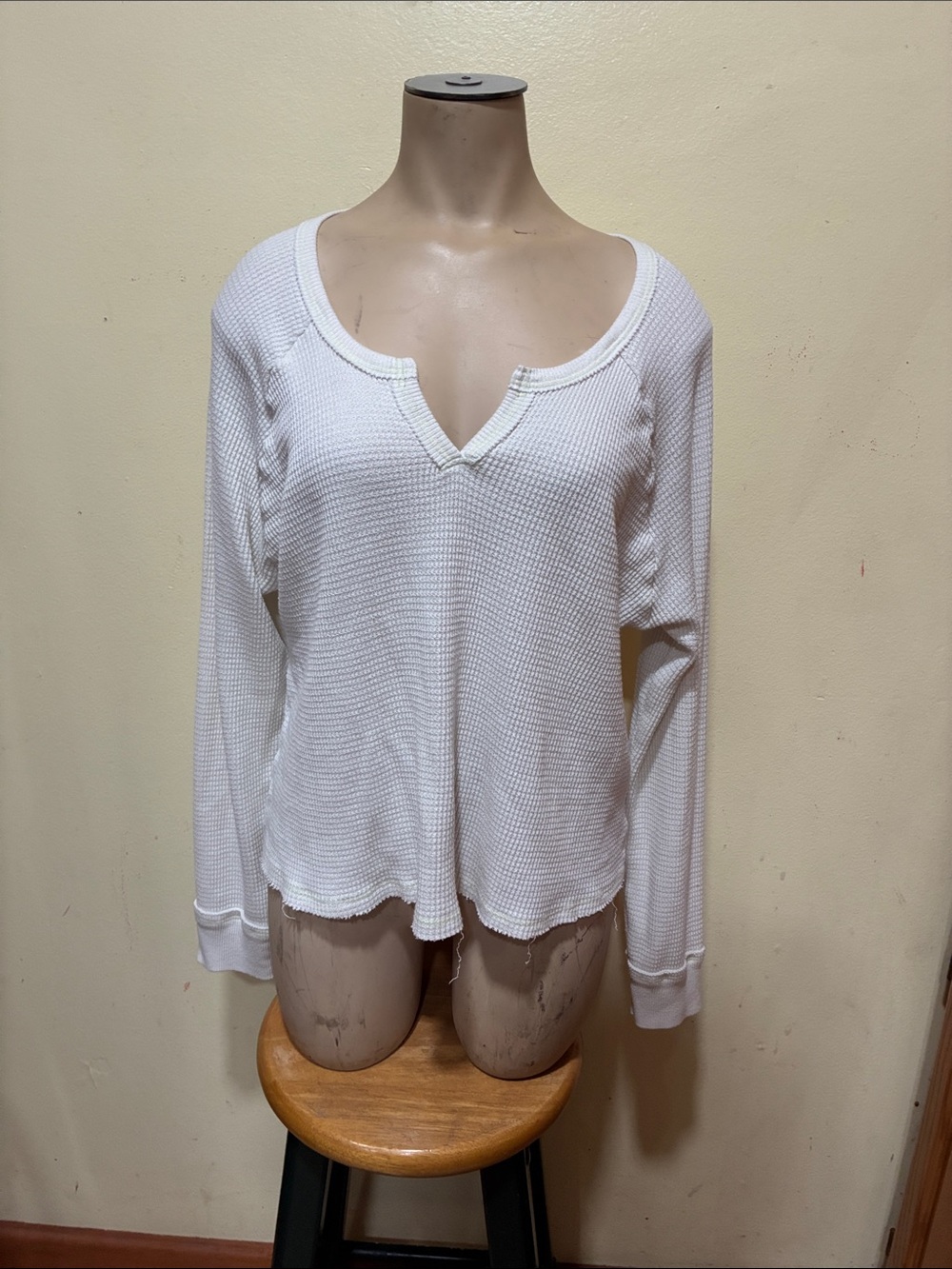 Anthropologie - t.la White / cream Waffle-Knit Long Sleeve Top Women's Top